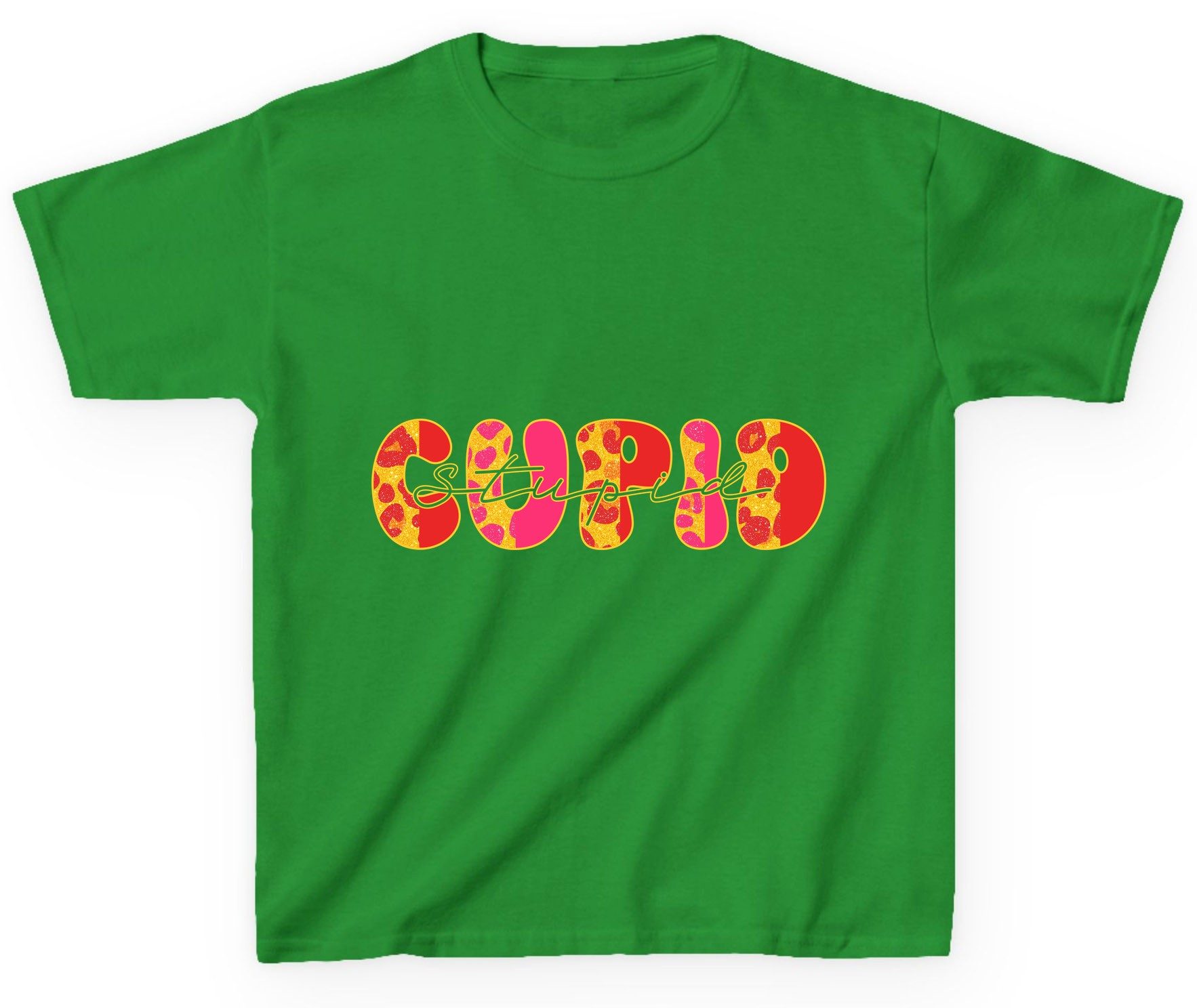 Stupid Cupid anti-Valentine's Day Youth T-Shirt Irish Green product mockup