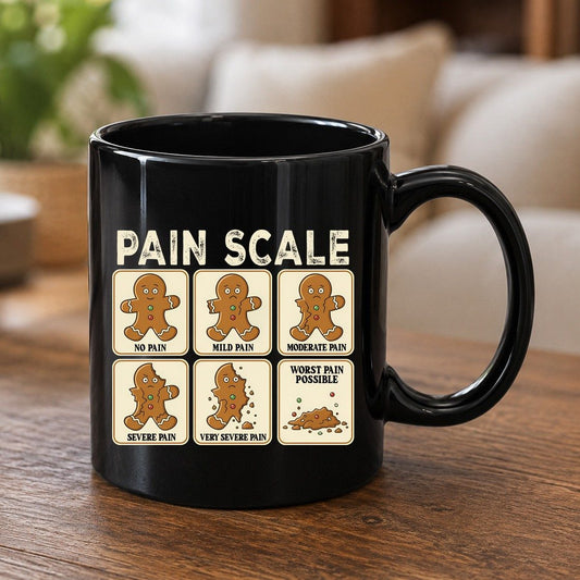 Pain Scale gingerbread man pain scale Black Mug Black product mockup