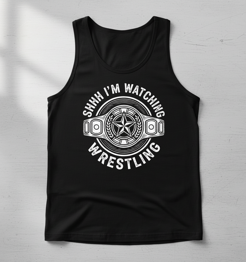 Shhh I'm Watching Wrestling Championship Belt Tank Top - Black