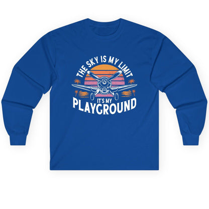 The Sky Is My Limit It's My Playground aviation Long Sleeve Tee Royal product mockup