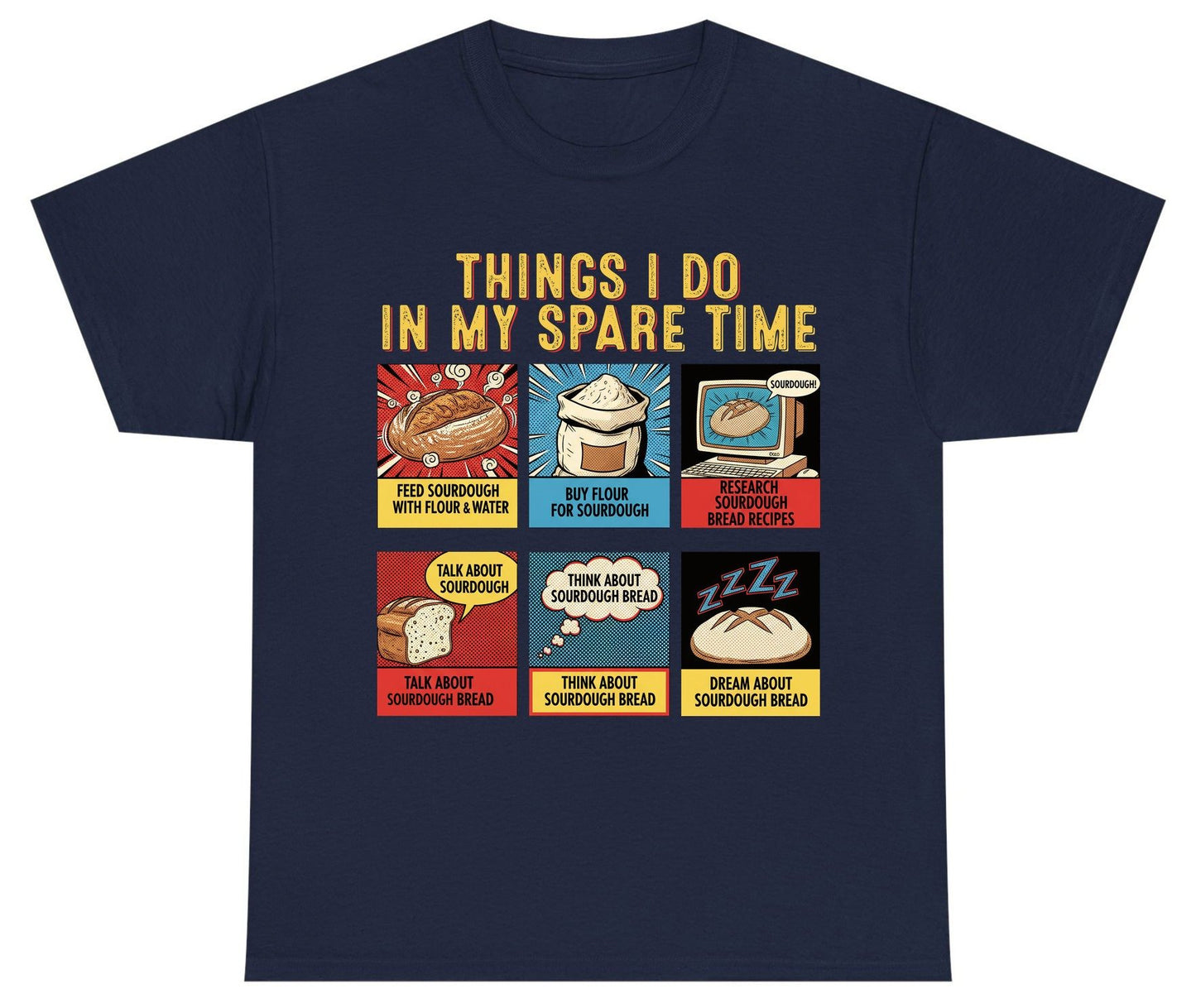Things I Do in My Spare Time sourdough bread baking Youth T-Shirt Navy product mockup
