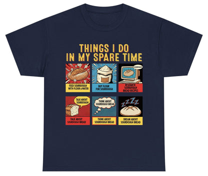 Things I Do in My Spare Time sourdough bread baking Youth T-Shirt Navy product mockup