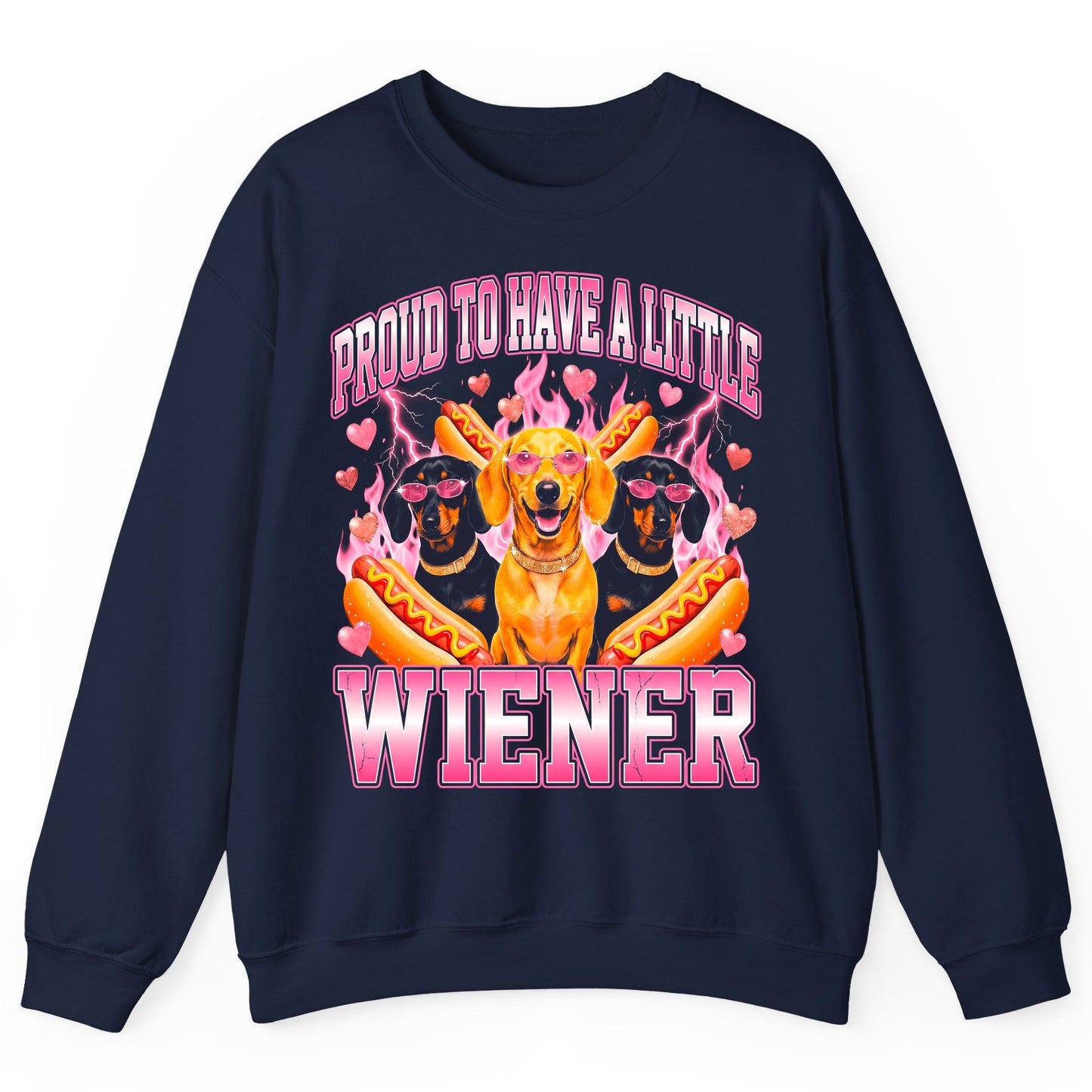 Proud to Have a Little Wiener dachshund Sweatshirt Navy product mockup