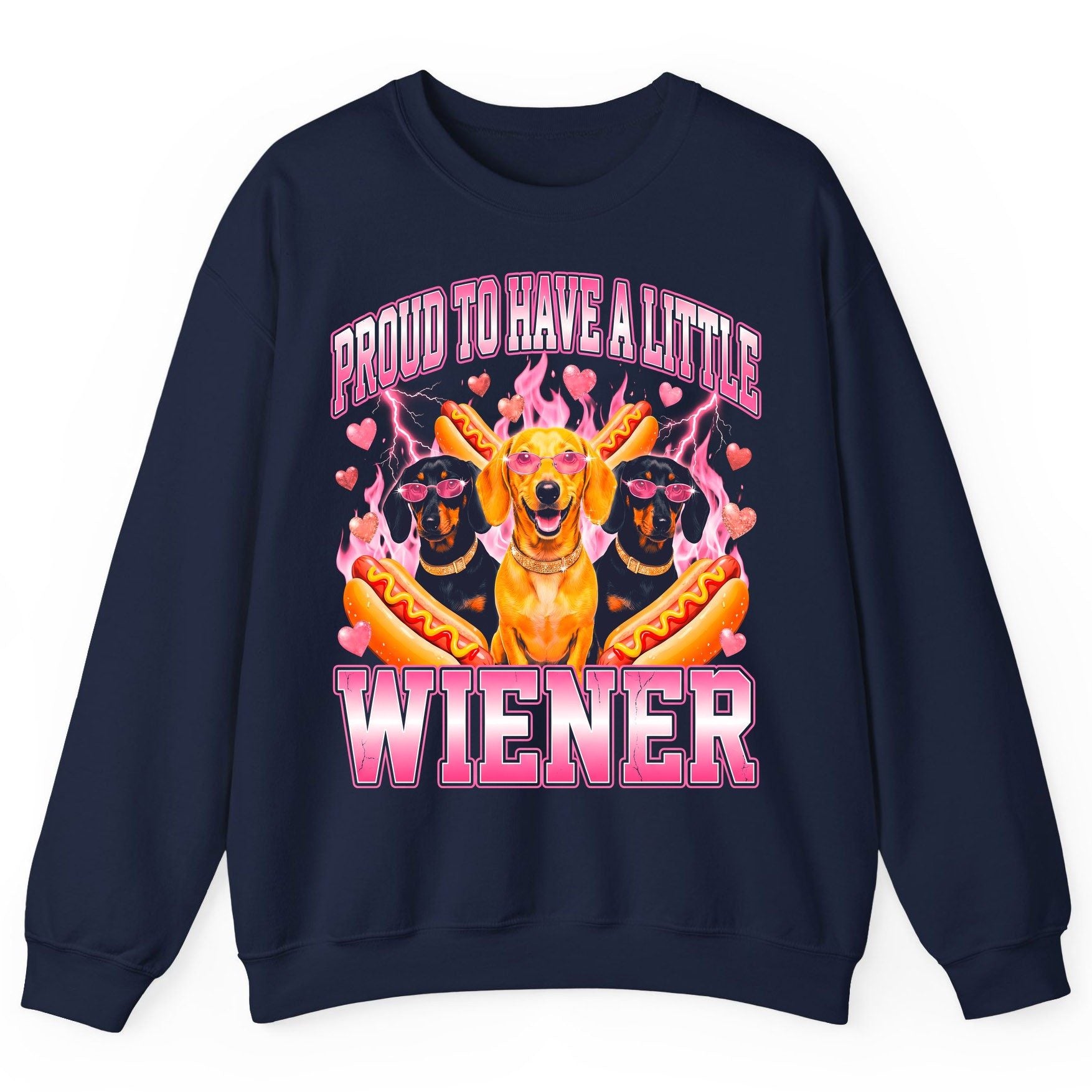 Proud to Have a Little Wiener dachshund Sweatshirt Navy product mockup