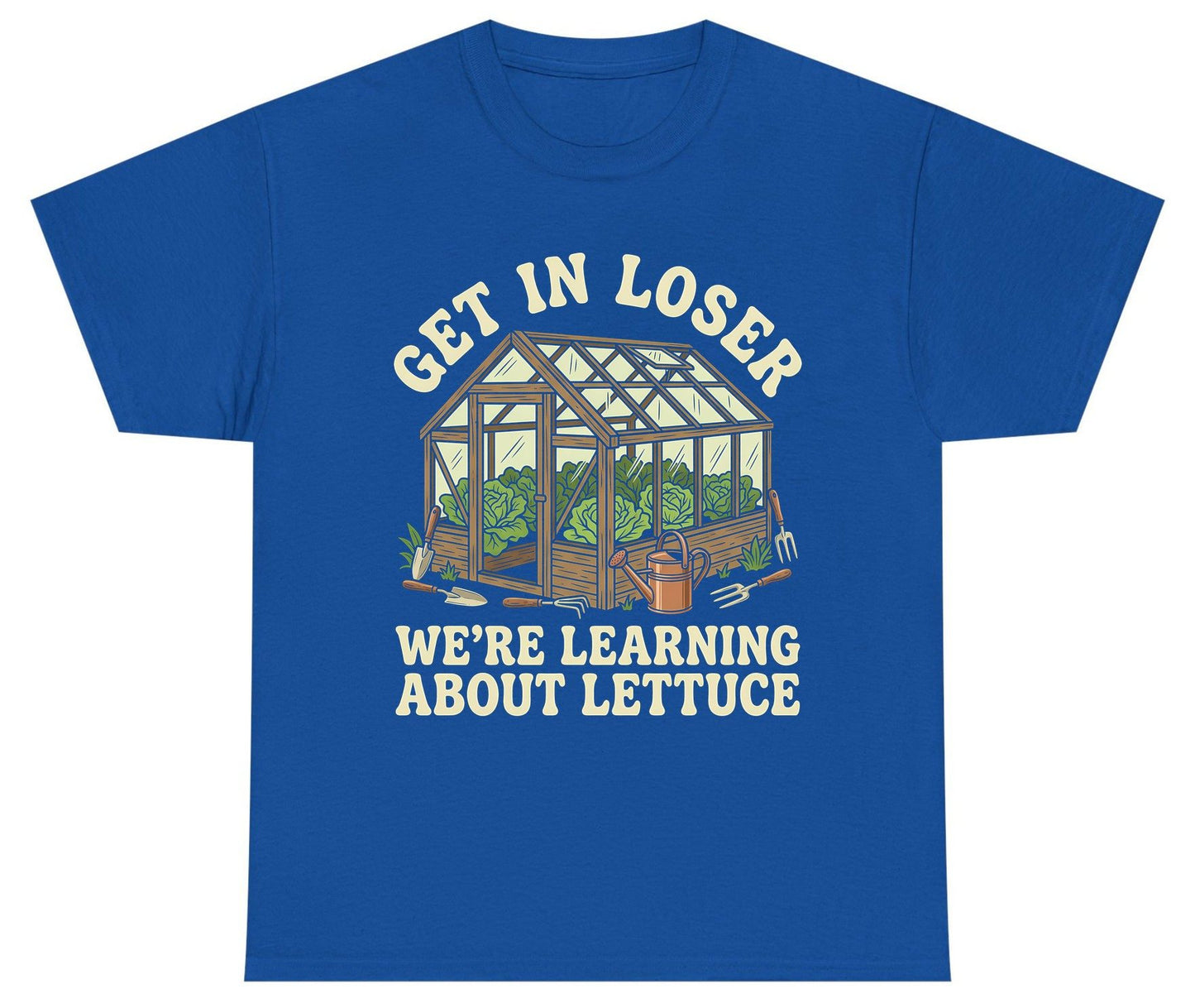 GET IN LOSER WE'RE Learning ABOUT Lettuce Youth T-Shirt - product mockup - Royal