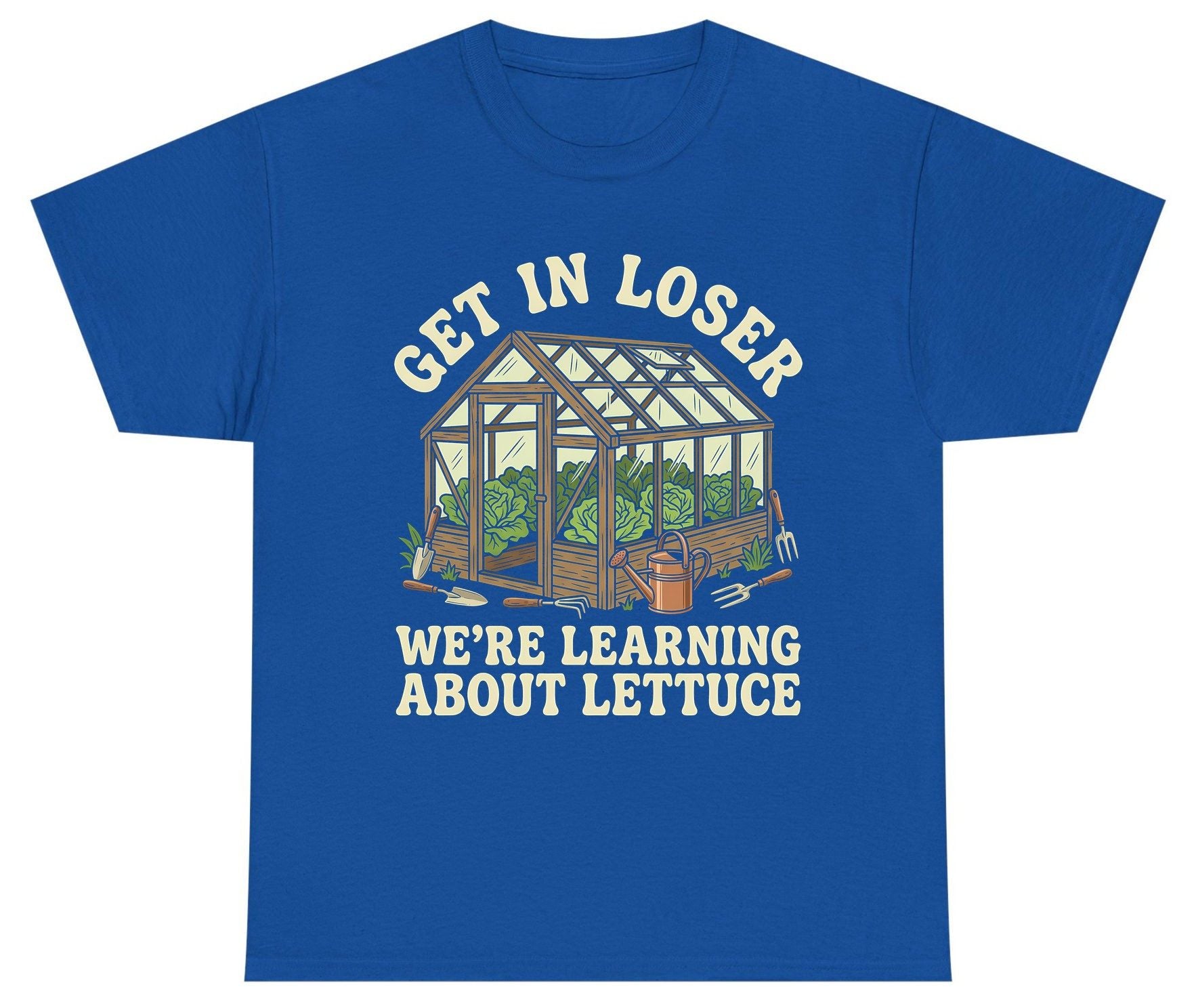 GET IN LOSER WE'RE Learning ABOUT Lettuce Youth T-Shirt - product mockup - Royal