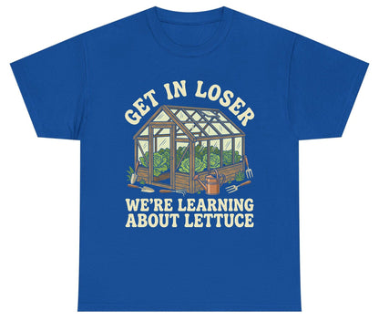 GET IN LOSER WE'RE Learning ABOUT Lettuce Youth T-Shirt - product mockup - Royal