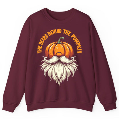 The Beard Behind the Pumpkin Halloween gnome Sweatshirt Maroon product mockup