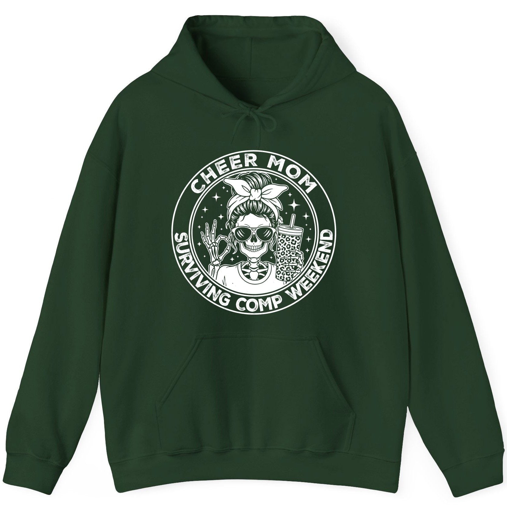 Cheer Mom Surviving Comp Weekend cheer mom Hoodie Forest Green product mockup