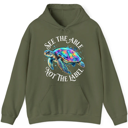 See the Able Not the Label Autism Awareness Hoodie - product mockup - Military Green