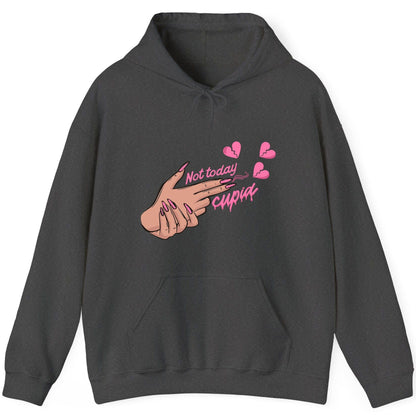 Not Today Cupid anti-Valentine's Day Hoodie Dark Heather product mockup