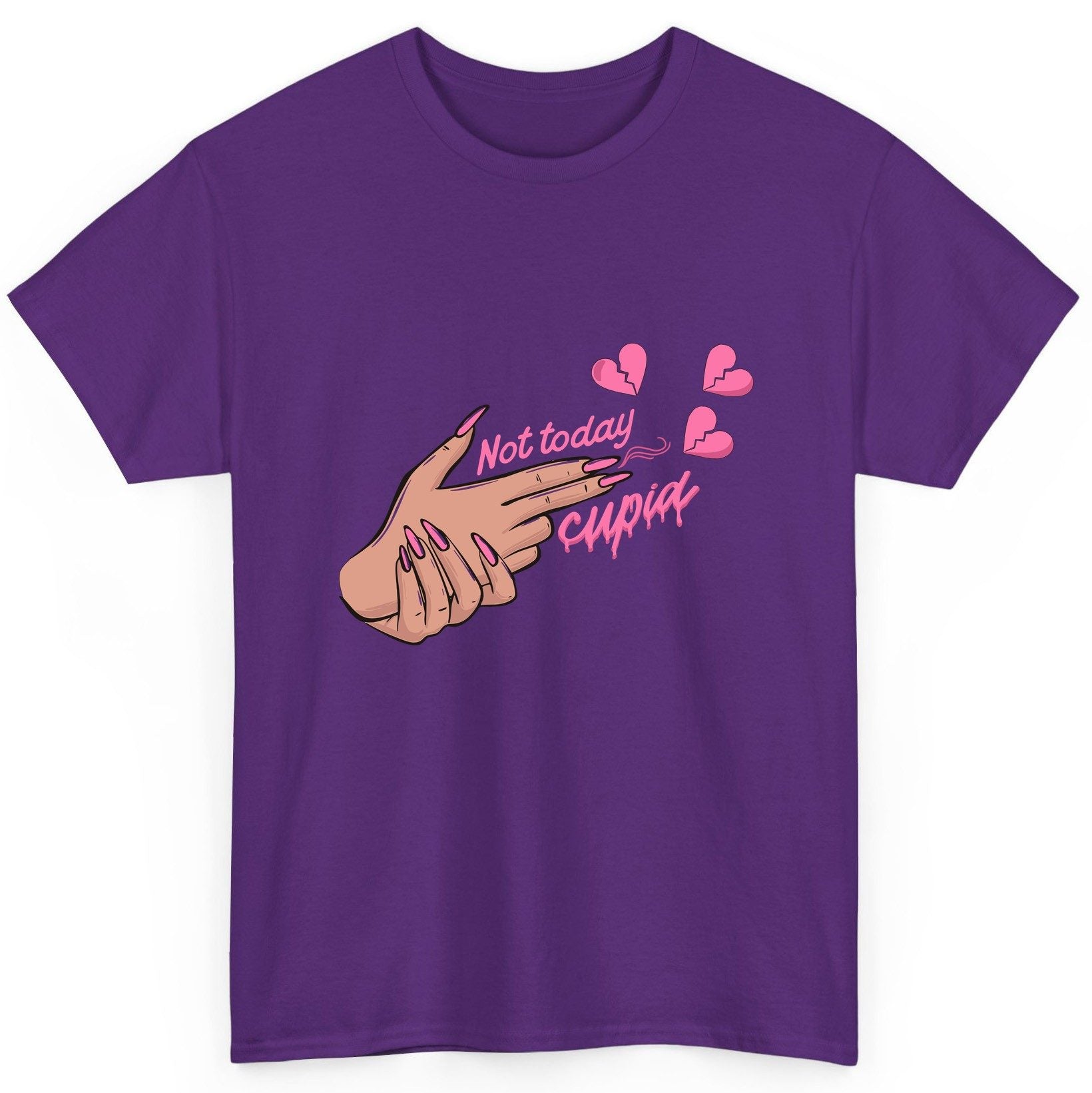 Not Today Cupid anti-Valentine's Day T-Shirt Purple product mockup