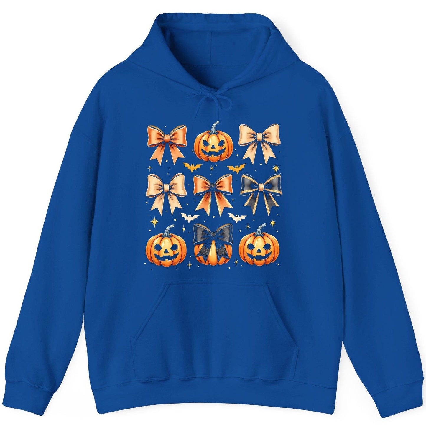 Cute Halloween Pumpkins and Bows Halloween Hoodie Royal product mockup