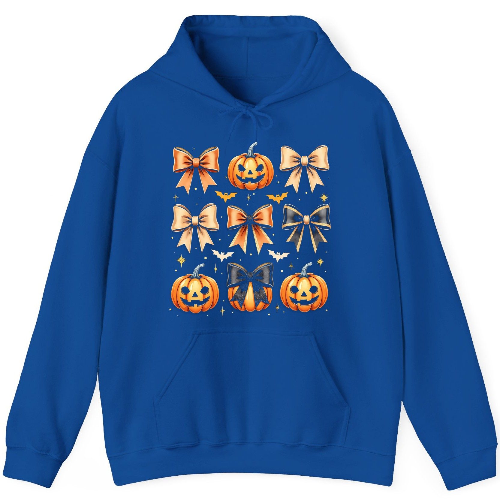 Cute Halloween Pumpkins and Bows Halloween Hoodie Royal product mockup