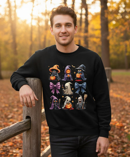 Spooky Cute Halloween Characters Halloween characters Sweatshirt Black lifestyle mockup