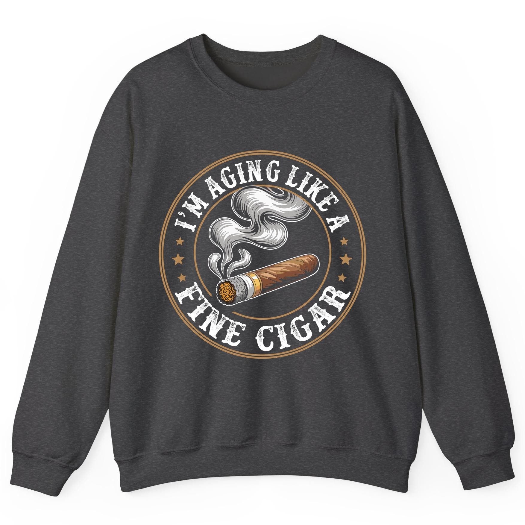 I'm Aging Like a Fine Cigar cigar smoking Sweatshirt Dark Heather product mockup