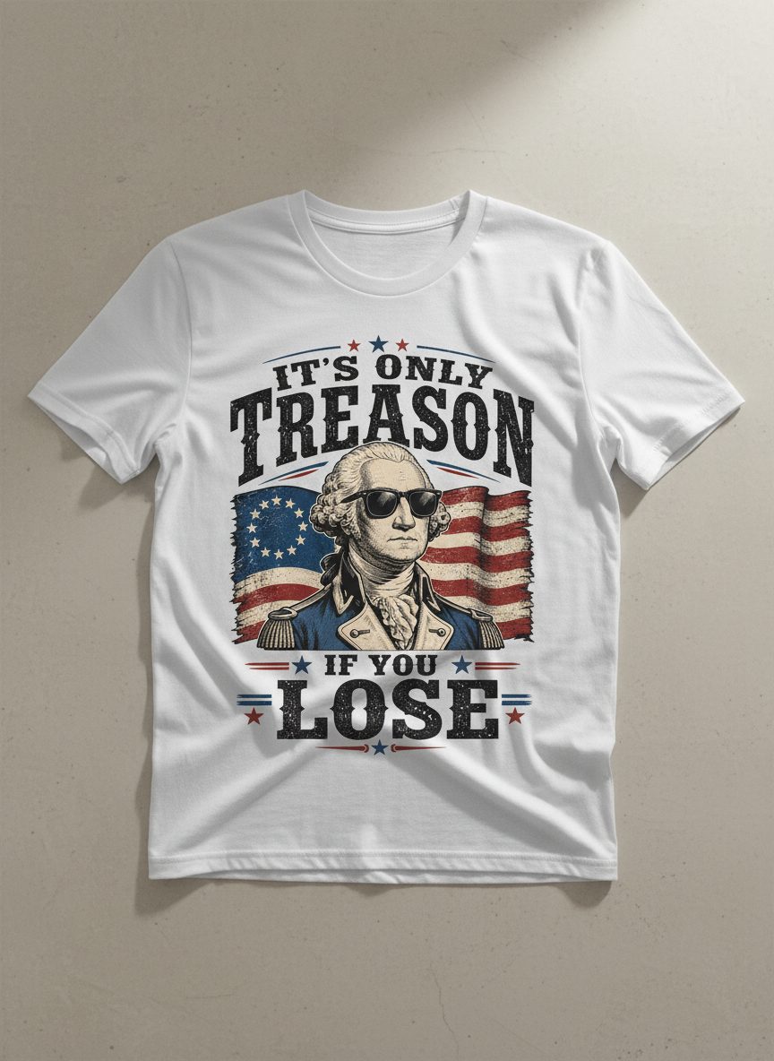 It's Only Treason If You Lose Patriotic History T-Shirt - product mockup - White