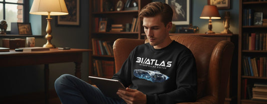 31 Atlas Interstellar Visitor sci-fi spaceship Sweatshirt Black lifestyle mockup
