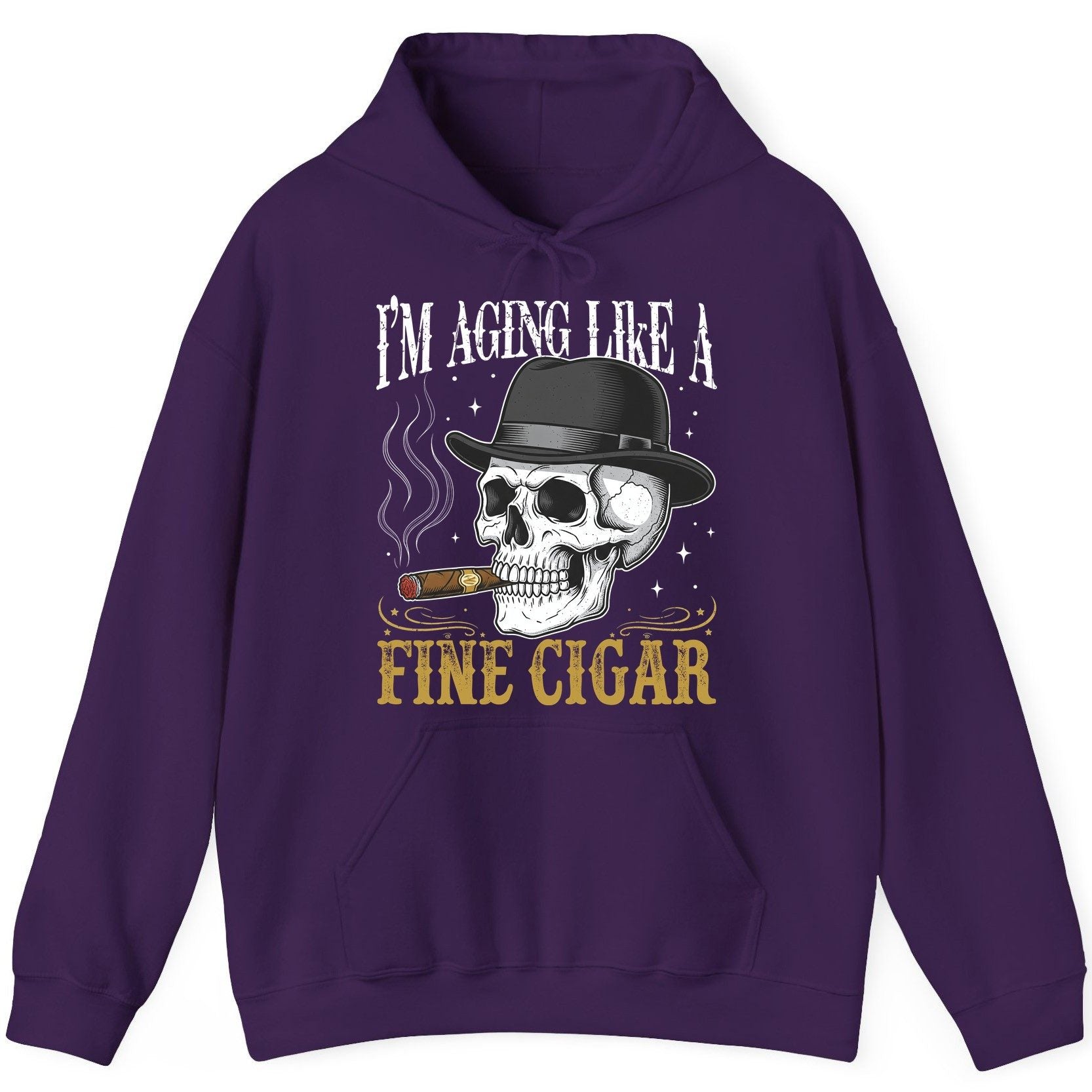 I'm Aging Like a Fine Cigar smoking skull Hoodie Purple product mockup