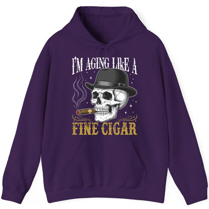 I'm Aging Like a Fine Cigar smoking skull Hoodie Purple product mockup