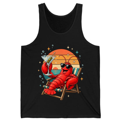 Funny Lobster Drinking Martini lobster Tank Top Black product mockup