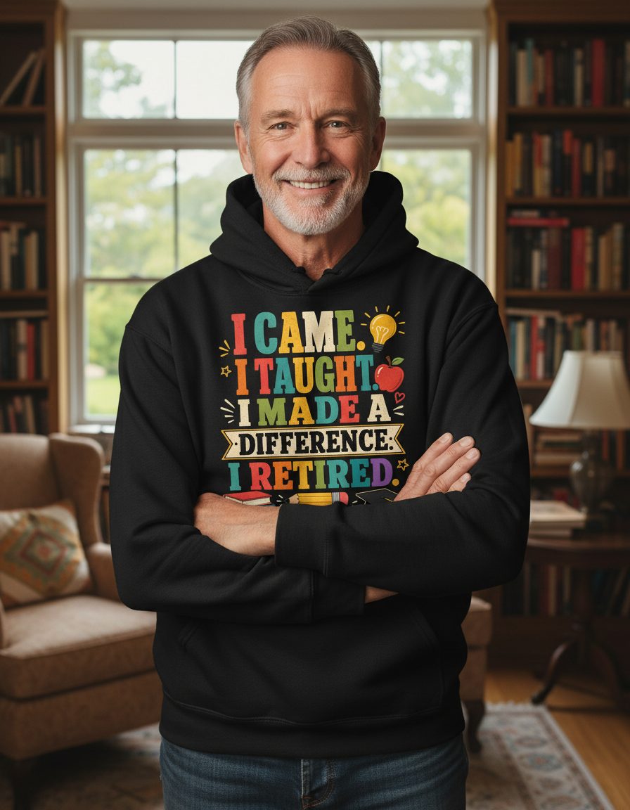 I Taught I Made a Difference I Retired Proudretiredteacher Hoodie - lifestyle model mockup - Black