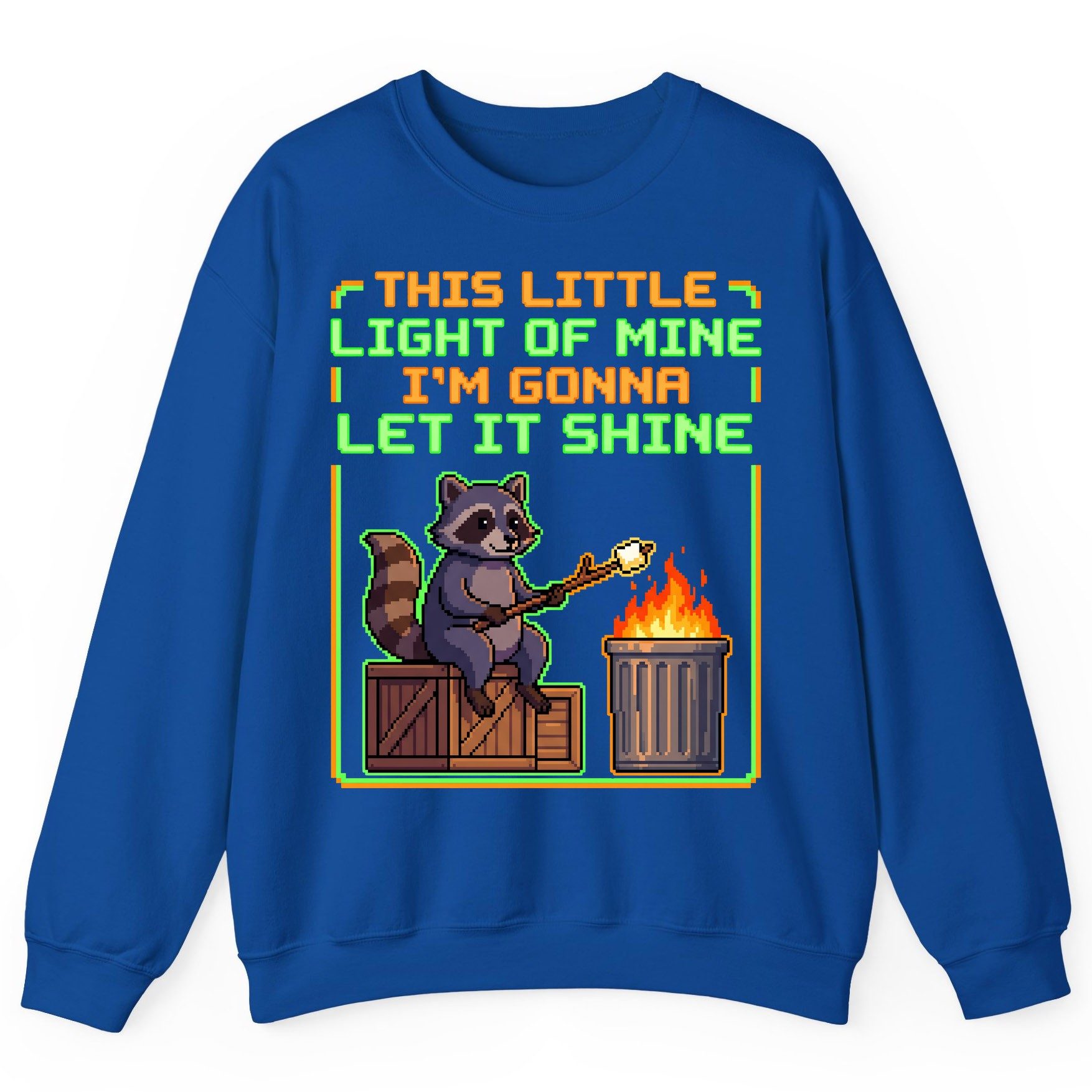 THIS LITTLE LIGHT OF MINE I'M GONNA LET IT SHINE Raccoon Sweatshirt Royal product mockup