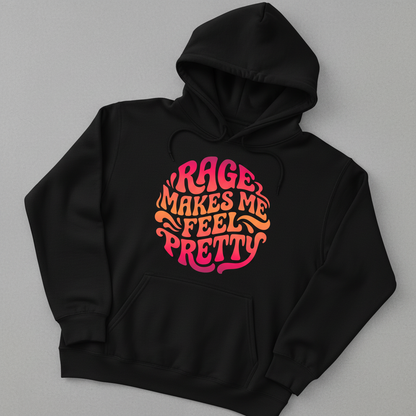 Rage Makes Me Feel Pretty Retro 70s Typography Hoodie - Black