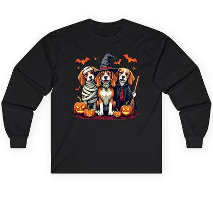 Halloween Beagles Costume beagles in Halloween costumes Long Sleeve Tee Black product mockup