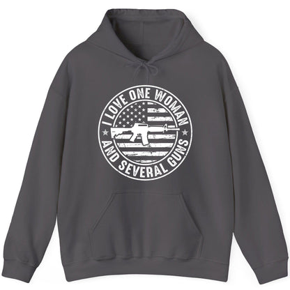I LOVE ONE WOMAN AND Several GUNS Funny Gun Owners Hoodie - product mockup - Charcoal