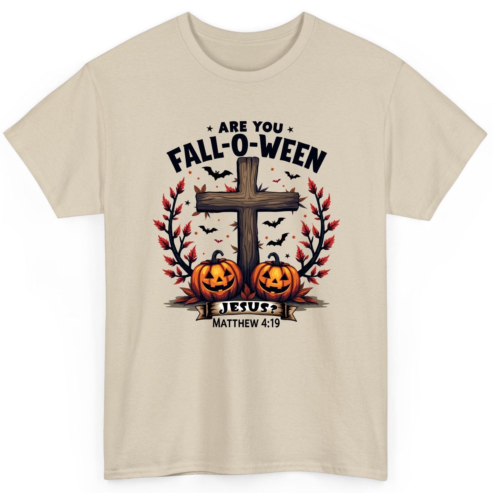 Are You Fall-O-Ween Jesus? christian Halloween T-Shirt Sand product mockup