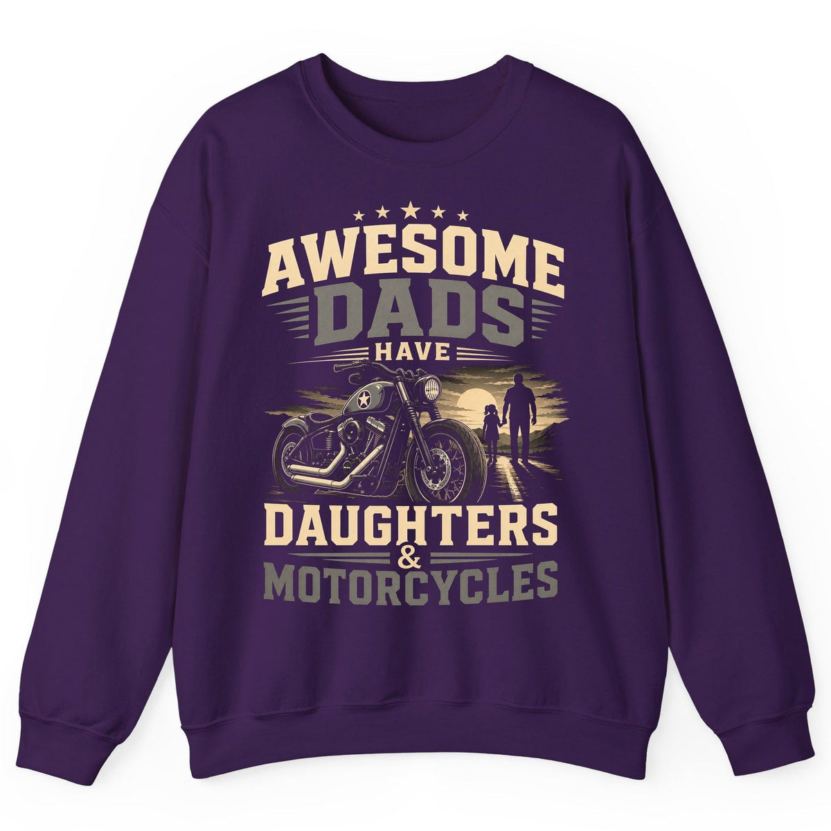 Awesome Dads Have Daughters & Motorcycles biker dad Sweatshirt Purple product mockup