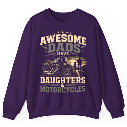 Awesome Dads Have Daughters & Motorcycles biker dad Sweatshirt Purple product mockup