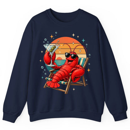 Funny Lobster Drinking Martini lobster Sweatshirt Navy product mockup