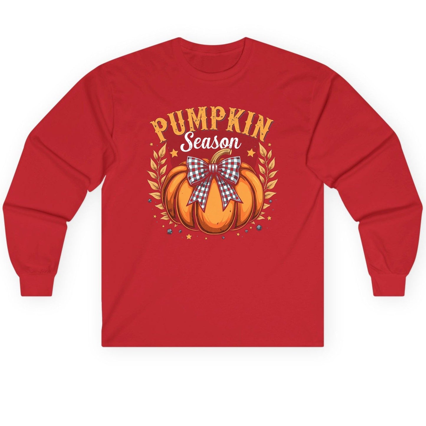 Pumpkin Season fall Long Sleeve Tee Red product mockup