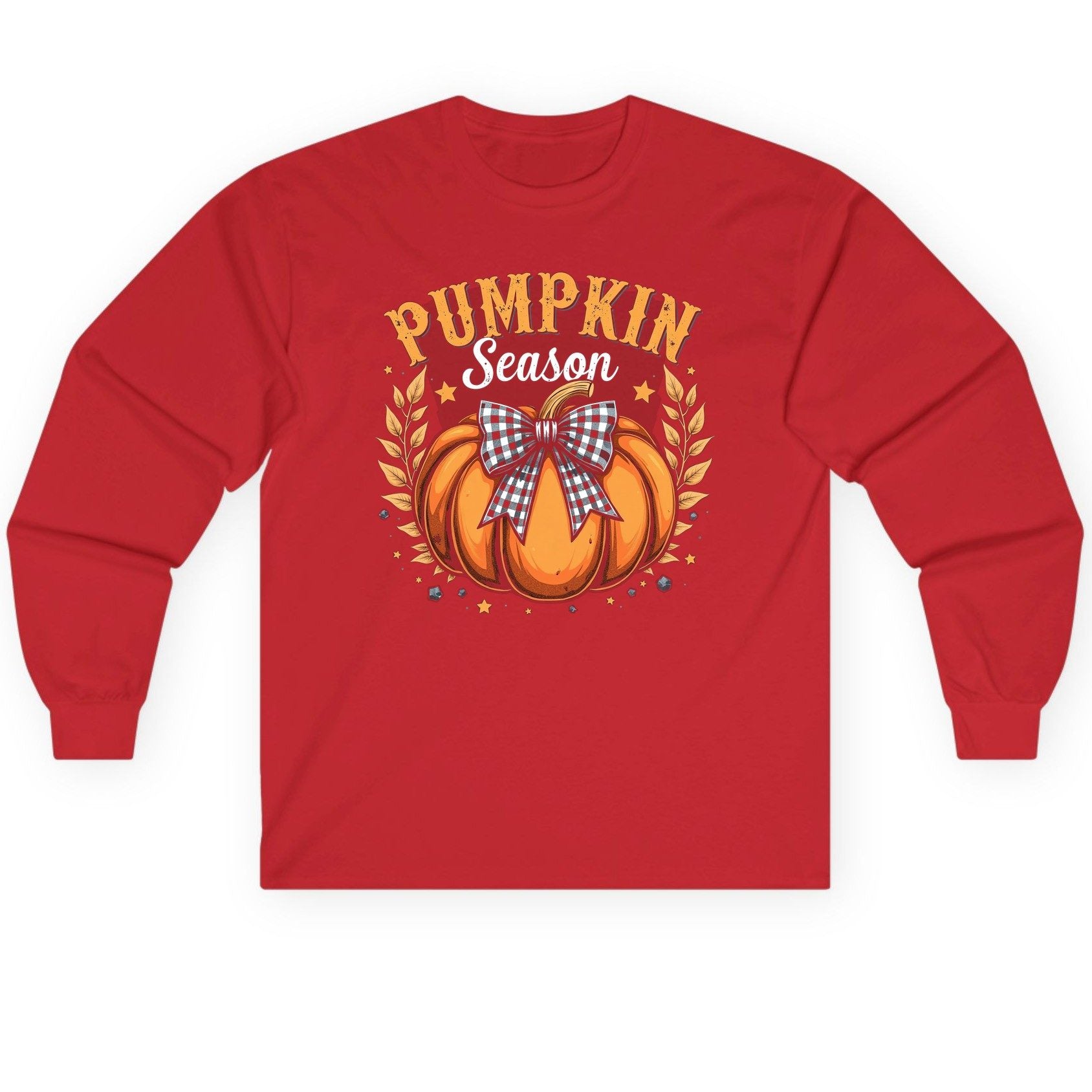 Pumpkin Season fall Long Sleeve Tee Red product mockup