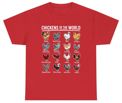 Chickens of the World chicken breeds Youth T-Shirt Red product mockup