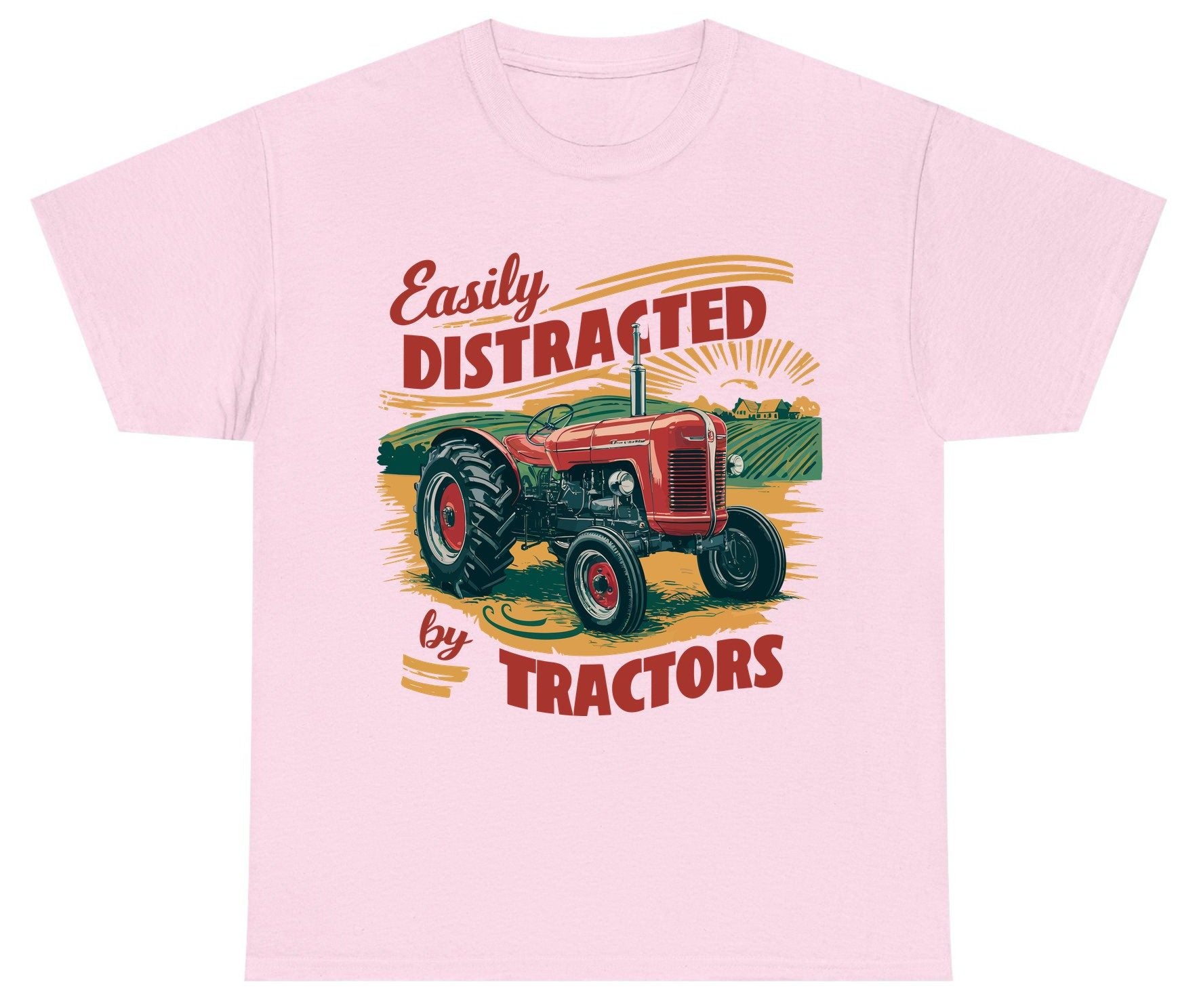 Easily Distracted by Tractors vintage tractor Youth T-Shirt Light Pink product mockup
