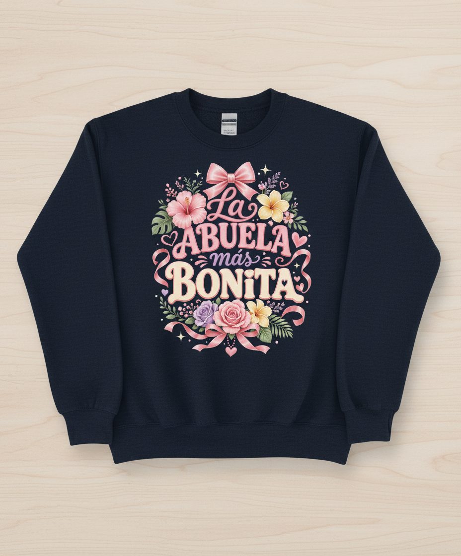 La ABUELA Más BONITA Grandma Sweatshirt - product mockup - Navy