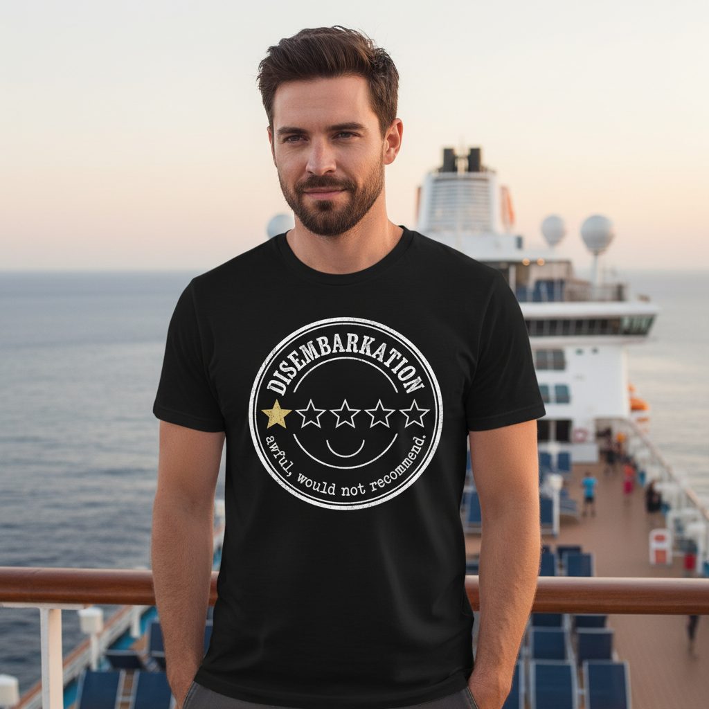 Disembarkation Awful, Would Not Recommend cruise disembarkation T-Shirt Black lifestyle mockup