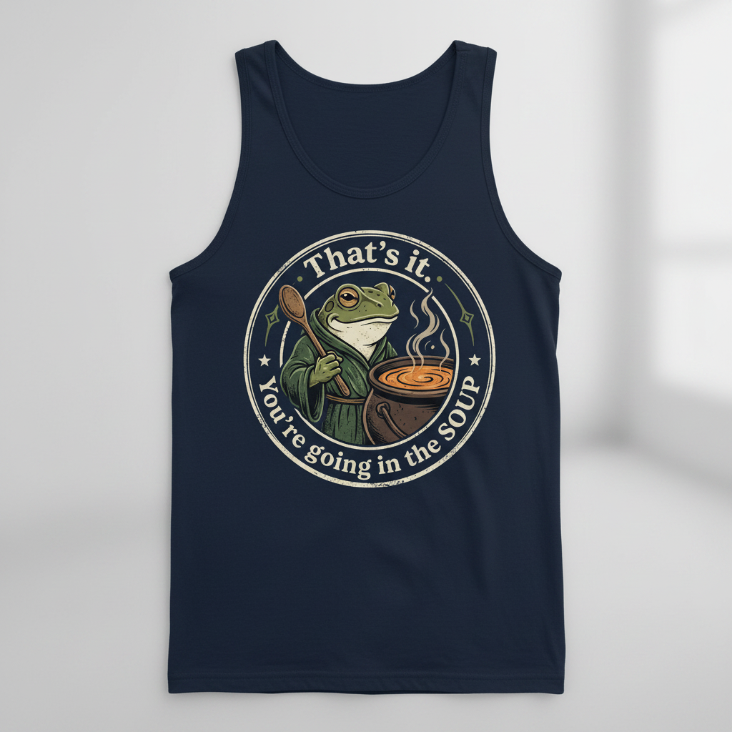 That's It You're Going In The Soup Frog Meme Tank Top - Navy