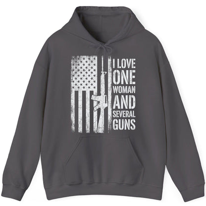 I LOVE ONE WOMAN AND Several GUNS Funny Pro-Gun Hoodie - product mockup - Charcoal