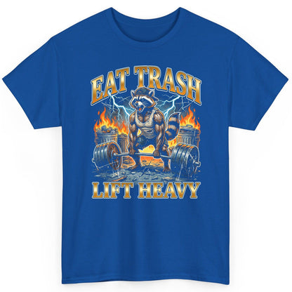Eat Trash Lift Heavy raccoon T-Shirt Royal product mockup
