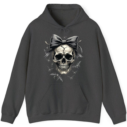 Gothic Skull with Bow gothic skull Hoodie Dark Heather product mockup