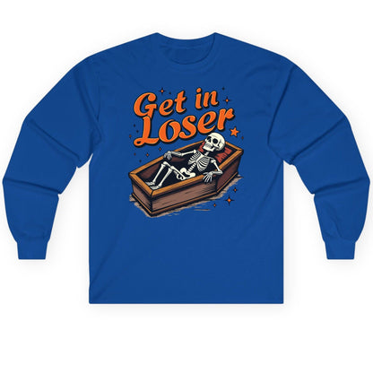Get in Loser skeleton in coffin Long Sleeve Tee Royal product mockup