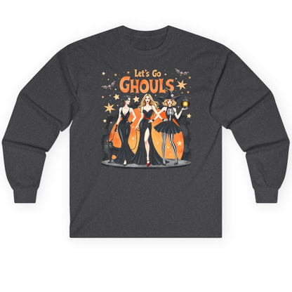Let's Go Ghouls Halloween women Long Sleeve Tee Dark Heather product mockup