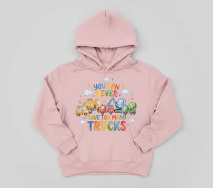 You Can Never Have Too Many Trucks Watercolor Design Hoodie - Light Pink