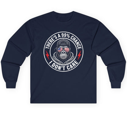 There's a 99% Chance I Don't Care sarcastic gorilla Long Sleeve Tee Navy product mockup