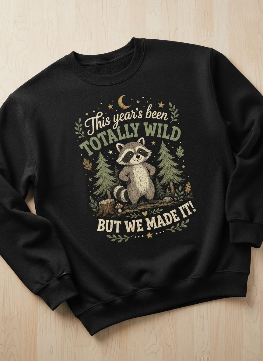 Totally Wild Raccoon Funny Animal Lovers Sweatshirt - product mockup - Black