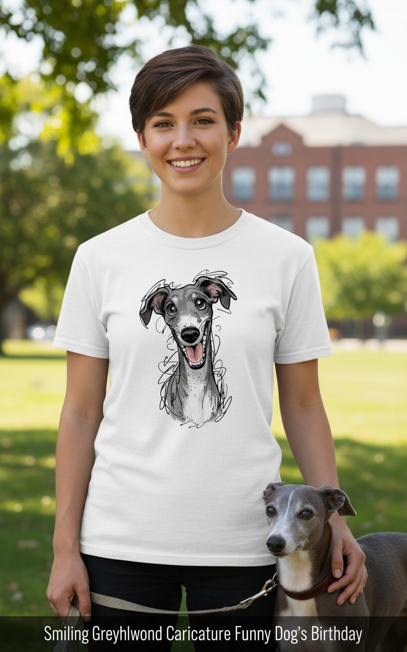 Smiling Greyhound Caricature greyhound T-Shirt White lifestyle mockup